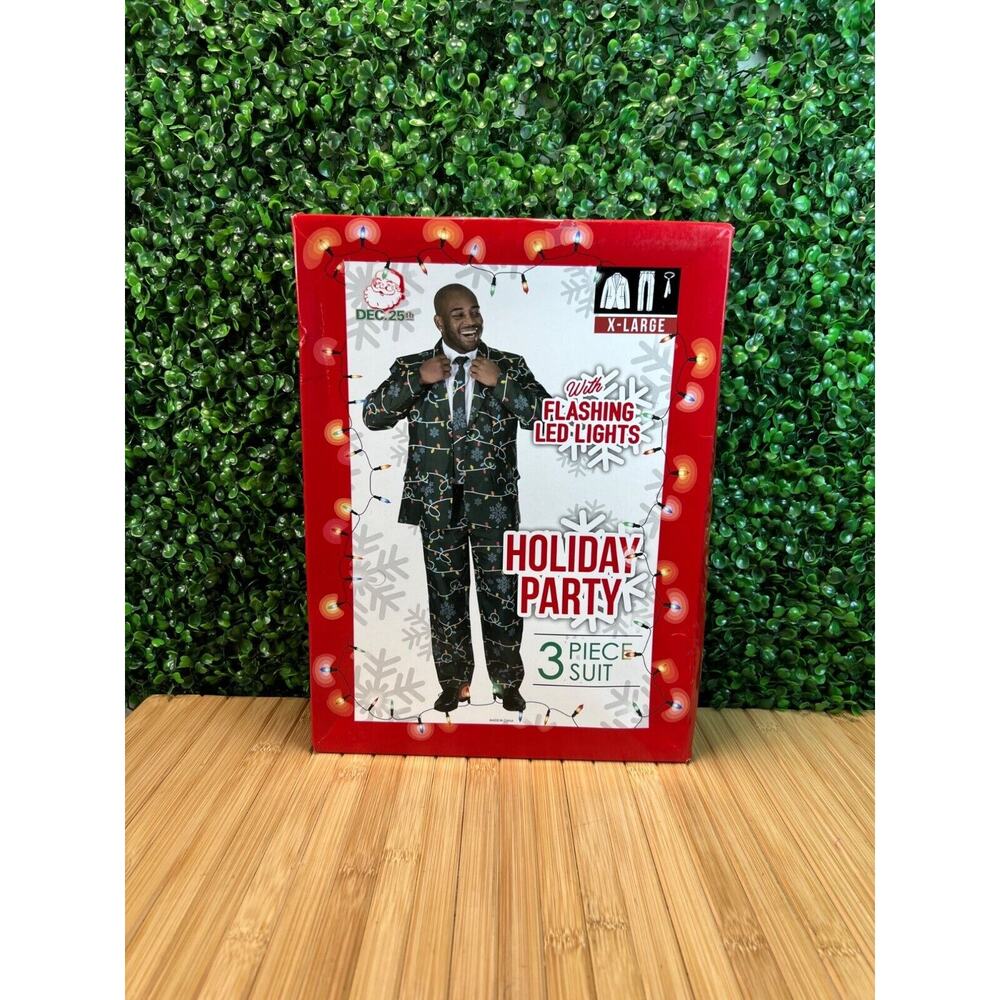 NIB Life of the Party Mens LED LIGHT-UP 3pc Christmas SUIT Holiday GREEN Size XL